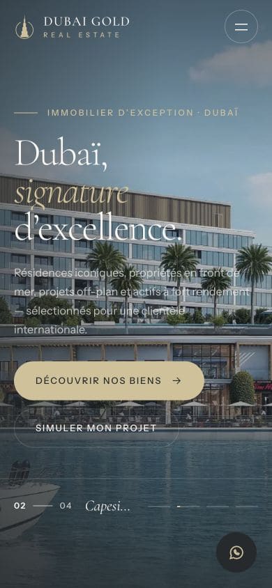 Dubai Gold Real Estate mobile homepage