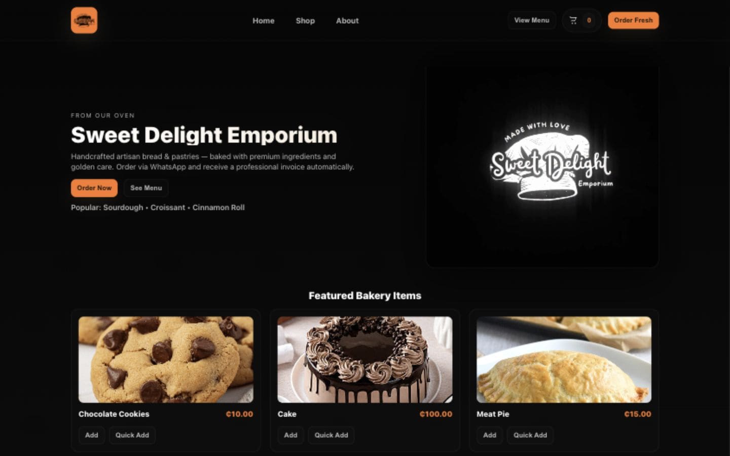Sweet Delight Emporium — Web Development project by TGBS
